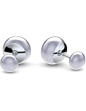 Perlenohrringe doppelt Silber 925 Doppelperle Ohrstecker Süßwasser Bouton Perle grau Ohrringe Stecker Ohrringe...