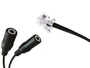 HKeCart Headset Cable Dual 3.5mm to RJ9 Jack Adapter Convertor PC Headset Telephone