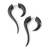 Expansores falsos. 81stgeneration Pendientes Dilatadores Expansores Falsos de Cuerno Espirales Tribales Negros Largos