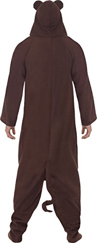 Smiffys Adult men's Monkey Costume, All in One with Hood, Party Animals, Serious Fun, Size L, 23633