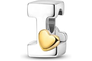 QIKAOLA 925 Charms alphabet en argent sterling Pandora Charms Bead Pendentif lettre Charms Beads pour bracelets et colliers européens