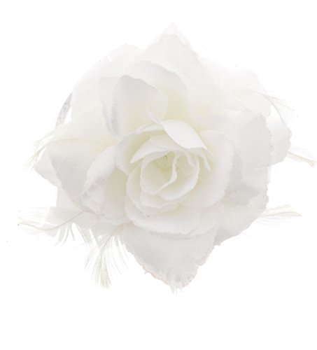 Zac's Alter Ego® Glitter Hair Rose with Feathers on Clip, Elastic & Brooch Pin