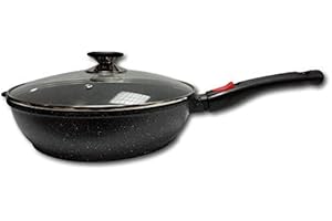 Cflagrant® Sauteuse 24 cm Façon Pierre avec Couvercle Tous Feux Dont Induction Sans PFOA Cuisson Sans Matière Grasse Revêtement en Greblon C3 de Technologie Allemande