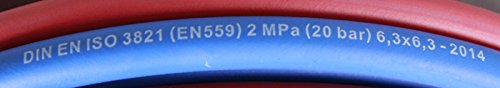 Autogenschlauch für Sauerstoff und Acetylen Gas Zwillingsschlauch 6,3×6,3 Länge 5 Meter montiert Neu - 3