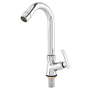 JAGGER Soft Swan Neck tap for Basin/Kitchen/wash Basin/Kitchen Sink/Bathroom with Foam Flow, Table/Deck-Mounted (Chrome Finished) Brass wash Basin taps for Kitchen with Free Flange and Teflon Tape