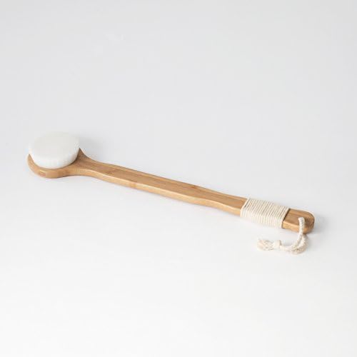 JJWZAA Bath Brush Loofahnan Wooden Handle Brush Brush Long Handle Fur Adult Back Ultra-Fine Massage Bath Brush,White