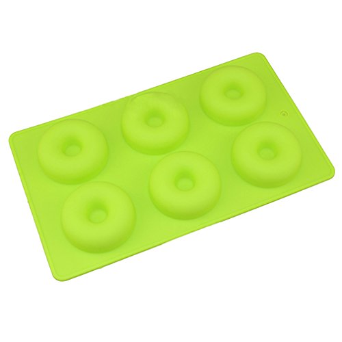 HENGSONG 6 Silikon Kuchen Formen, Donut Formen, Donut Schokolade Seife Gelee Backform (Grün)