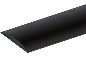 ZAYEJOD Tira de transición de umbral de suelo laminado de 2 m, barras de umbral de puerta plana de PVC autoadhesivas, borde de piso de vinilo, tira de unión de piso, (5 cm, negro)