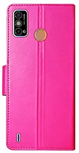 SBMS Artificial Leather Flip Case Back Cover for Tecno Spark Go 2020::Tecno Spark 6 Go::Tecno Spark Go 2021 (Pink)