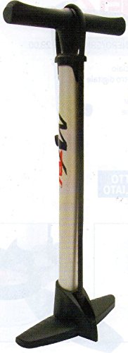 Pompa officina bici bicicletta MV-34 corpo in acciaio verniciato diametro 38mm., manico in nylon, tubo pressione a passaggio alto, raccordo reversibile, leva di ancoraggio valvola