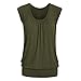 Produktbild Sommer Tank Tops für Damen/Dorical Mädchen Kurzarm Plissiertes Baumwollmischung Rundkragen West Casual Damentop/Frauen Einfarbig Elegant Vest Top Bluse Tops Oberteil Hemd 7 Farben(Armeegrün,M)