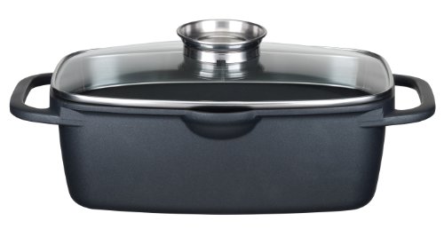 GSW 410113 Gourmet Universalbräter mit Aroma-Glasdeckel und Grillboden, 33 x 21 cm / 6 Liter