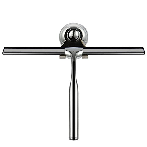 Anokay Duschabzieher - Edelstahl Badezimmerwischer Duschwischer Fensterabzieher mit Silikon-Wischlippe Inkl Wandaufhänger Befestigen ohne bohren