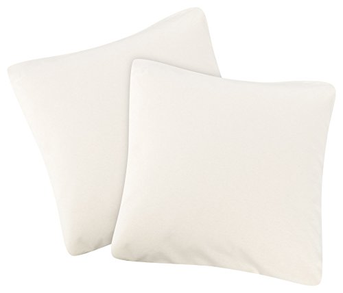 MOON Line-green 2er Pack Kissenbezug Kissenhülle Jersey 160g/m² 100% Baumwolle (50×50, natur) - 2