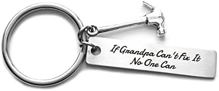 If Grandpa Can't Fix It No One Can - Stainless Steel Hammer Keychains Birthday Christmas Gift For Grandad Father's Day Gifts for Grandpa