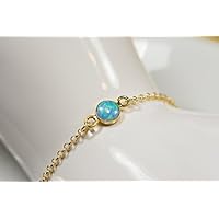 Schimmernder künstlicher türkiser Opal an vergoldetem 925er Silberarmband