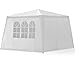Produktbild LARS360 3x3m Weiß Gartenpavillon Gartenzelt Bierzelt Pavillon Festzelt Strandzelt mit 4 Seitenwände 3 Fenster Polyethylen Stahlrohre Wasserdicht PE Plane