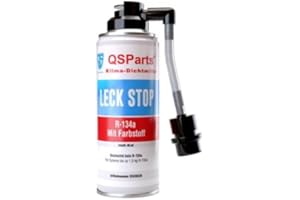 QSParts Klima Dichtmittel Klimaanlage Kfz Leckstopp R134a 40ml Farbstoff + Füllschlauch + Adapter