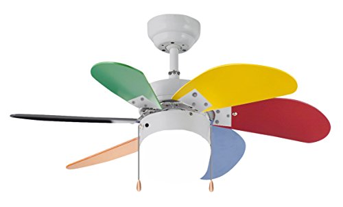 VINCO Ventilatore da per soffitto 70928 Luce centrale revers 6 Pale Multicolor