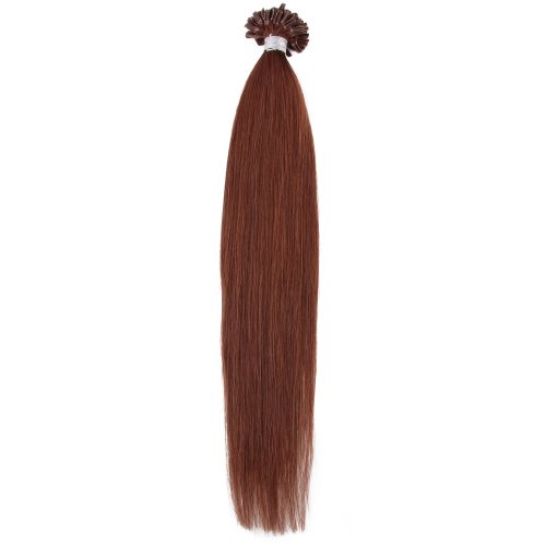 Beauty7 100% Remy Human hair Extension 200 strands Pre Bonded Tipped U tip/Nail tip Hair Extension Straight Hair Dark Auburn Hair Color (#33) 18'' 20''22'' 24'' 100g (20''(51cm))