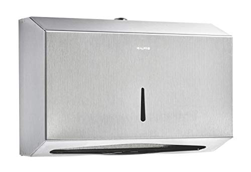 Alpine industries C-Fold/Multifold Paper Towel Dispenser - Easy Install Stainless Steel Wall Mounted Tissue Holder for Kitchen Restroom or Countertop