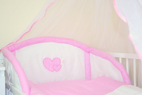 HEARTS NURSERY BABY COT / COTBED BUMPER (2. Pink / white)