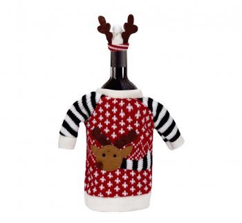 Preisvergleich Produktbild DESIGN FREUNDE Weihnachtliche Weinflaschendekoration Kleiner Elch Weihnachten Weihnachtsdeko Dekoration Weihnachtsgeschenke Weinverschluss Weindeko