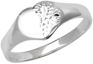 Unique Wishlist Children's Sterling Silver Half Engraved Heart Signet Ring - G *G7398