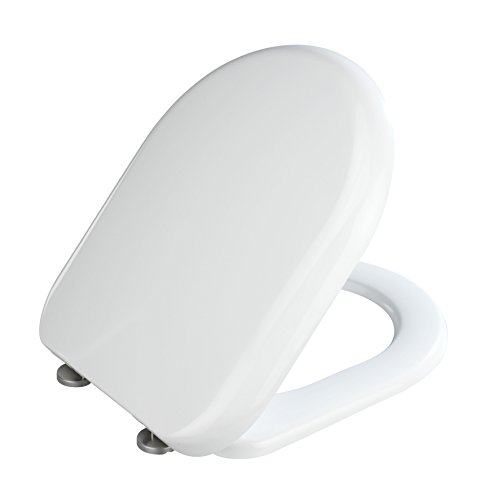 WENKO 18901100 Premium WC-Sitz Madeira – Absenkautomatik, rostfreie Fix-Clip Hygiene Edelstahlbefestigung, antibakteriell, Kunststoff – Duroplast, 37 x 44 cm, Weiß - 3