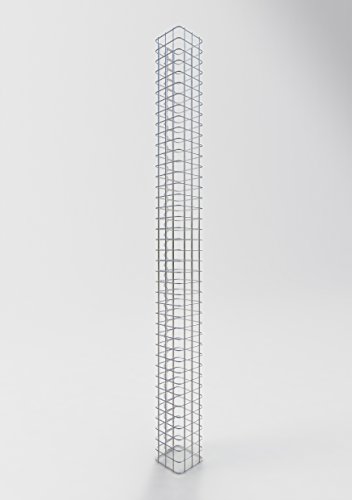 Säule Steinkorb-Gabione eckig, Maschenweite 5 x 5 cm, Höhe 200 cm, Spiralverschluss, galvanisch verzinkt (17 x 17 cm)