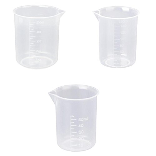 50 150 500ml Transparente Kunststoff Labor Messbecher 3 Stk. Messbecher Werkzeug