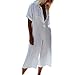 Produktbild Damen Übergröße Lose Jumpsuit Yogogo V-Ausschnitt Kurze Ärmel Overall Hose Mit Taste Sommer Yoga Leggings Bodycon Sexy 3/4 Lang Strampler Bodysuit Sport Fitness Slim Fit Leggins Dünne Sporthose
