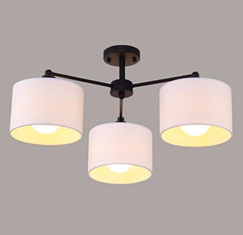 yxhflo Modern and minimalist cloth covers Chandelier The study bedroom living room restaurant lighting iron ceiling light,(The black lever white cap)