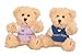 Produktbild Unbekannt Stofftier 2 tlg. Teddy Bär mit T-Shirt Blau Weiss Beste Mama Bester Papa Geschenk XL