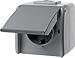 Price comparison product image Berker 474005 SCHUKO socket outlet with hinged cover light grey/grey Aquatec IP44 light grey/grey