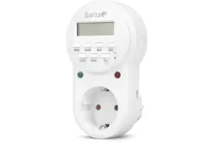 Garza - Enchufe Temporizador Programador Digital, Programable 24 horas/7 días, 8 programas, Protección infantil