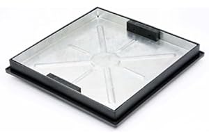 EcoGrid Recessed Manhole Cover Clark Drain CD 450SR/46SL Sealed & Locking Square-To-Round Galvanised Steel Outdoor Lid Ideal For Driveways, Patios, Pavements etc.