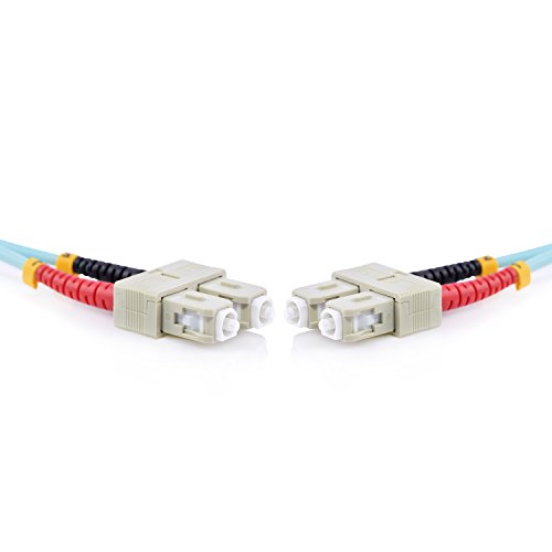 TPFNet Premium 15,00m LWL Kabel – LWL Patchkabel OM3 SC/SC – LWL Multimode Patchkabel OM3 SC/SC – LWL Netzwerkkabel OM3 SC/SC – LWL Duplex Patchkabel OM3 SC/SC – Lichtwellenleiterkabel OM3 SC/SC – Glasfaser-Netzwerkkabel – LWL Fiber Channel (SC Duplex Stecker an SC Duplex Stecker – 50/125µm – für 10 Gigabit/s) – türkis - 3