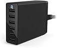 Anker PowerPort 60 W 6-Port Family-Sized Desktop USB Charger with PowerIQ Technology for Smartphones - Black