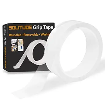 Solitude Heavy Duty Nano Double Sided Silicon Tape Multipurpose Removable Traceless Mounting Adhesive Tape For Walls Washable Reusable Strong Sticky Gel Strips Double Side Grip