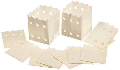 LUMINARIA 8528500 Lichtertüte Tischdeko Platzkarte - 10er Set, Windlicht, Papier, 7.5 x 9.5 x 7.5 cm, Weiß