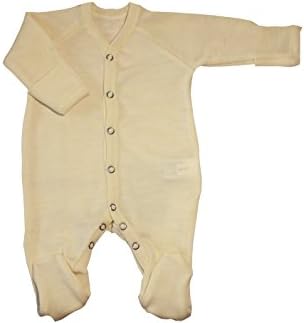 Green Rose 100% Merino Wool Long Sleeved Romper For Baby Boy Girl Preemie (Prem 3 (2,6-3,4 kg))