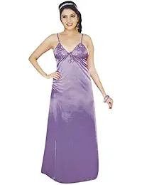 Indiatrendzs Women's Sexy Hot Honeymoon Purple Sleepwear 2pc Nighty With Robe