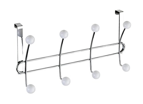 Wenko 22679100 Türgarderobe Lissa Hakenleiste mit 8 Haken, für Türfalzstärken bis 2 cm, Stahl, Chrom, 6.5 x 35 x 18 cm - 2
