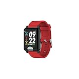 DJym Fitness Tracker HR, Bluetooth Fitness Watch mit Heart Rate Monitor, Step Counter, Sleep Tracker, Calorie Counter, Waterproof Pedometer Watch for Kids Women and Men,Red