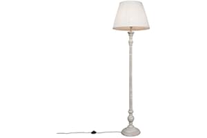 QAZQA Classico - Lampada da terra con paralume Retrò - 1 luce - Ø 450 mm - Crema - Retrò - Soggiorno I Camera da letto I Sala da Pranzo I Cucina