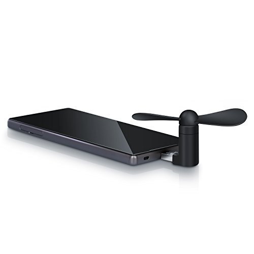 CSL – USB / micro USB Ventilator für Smartphone | für Handy, Smartphone, Powerbank etc. mit USB / micro USB anschluss | portabel & kompakt | schwarz - 3