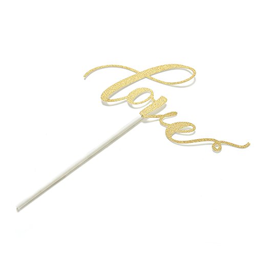 Love Tortenverzierung Gold/Silber Hochzeit Verlobung Jahrestag Party SWIRLY / GOLD - 9