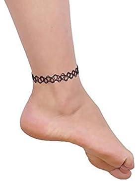 3 x Henna Tattoo Fußkette schwarz| Schmuck Kette | Henna Vintage Fußkette