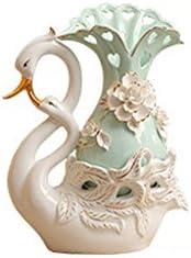WYQLZ Ceramics Vase Swan Sculpture Decoration Marry Gift Creative Modern Simple Personality Fashion Upscale Artwork Crafts Furnishing Office Parlor Restaurant Bedroom Study Ornaments Desktop decoration